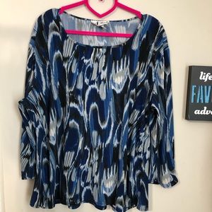 NTouch 3/4 Sleeve Blu Black Top Size XL  p0162